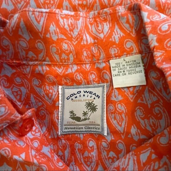 Large Colo Wear Orange-Blue Print SS Shirt - Picture 2 of 4